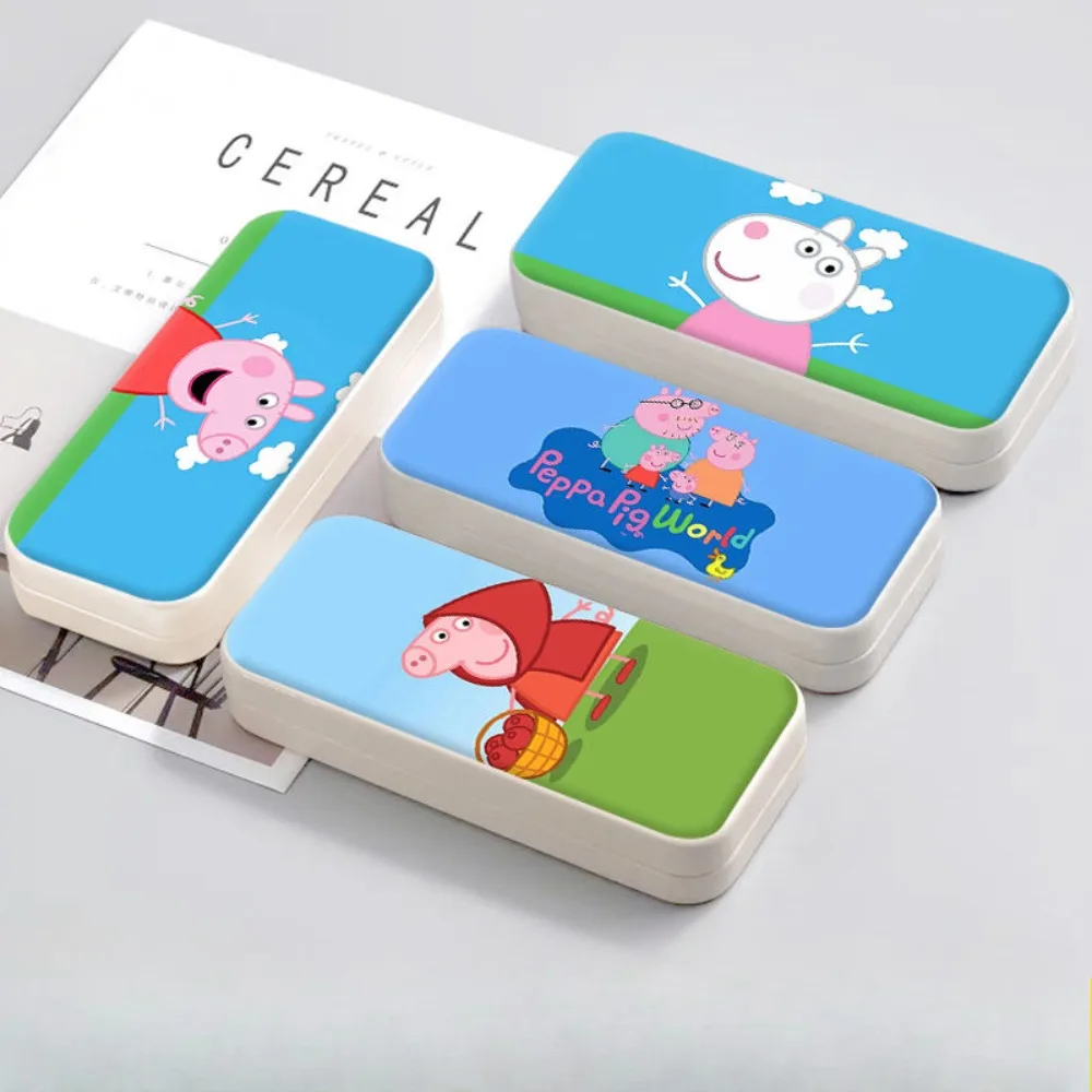 Peppa Pig 16cm Fashion Portable Eyewear Printed Storage Box Travel Glasses Storage Box Men Women Eyeglasses Protector