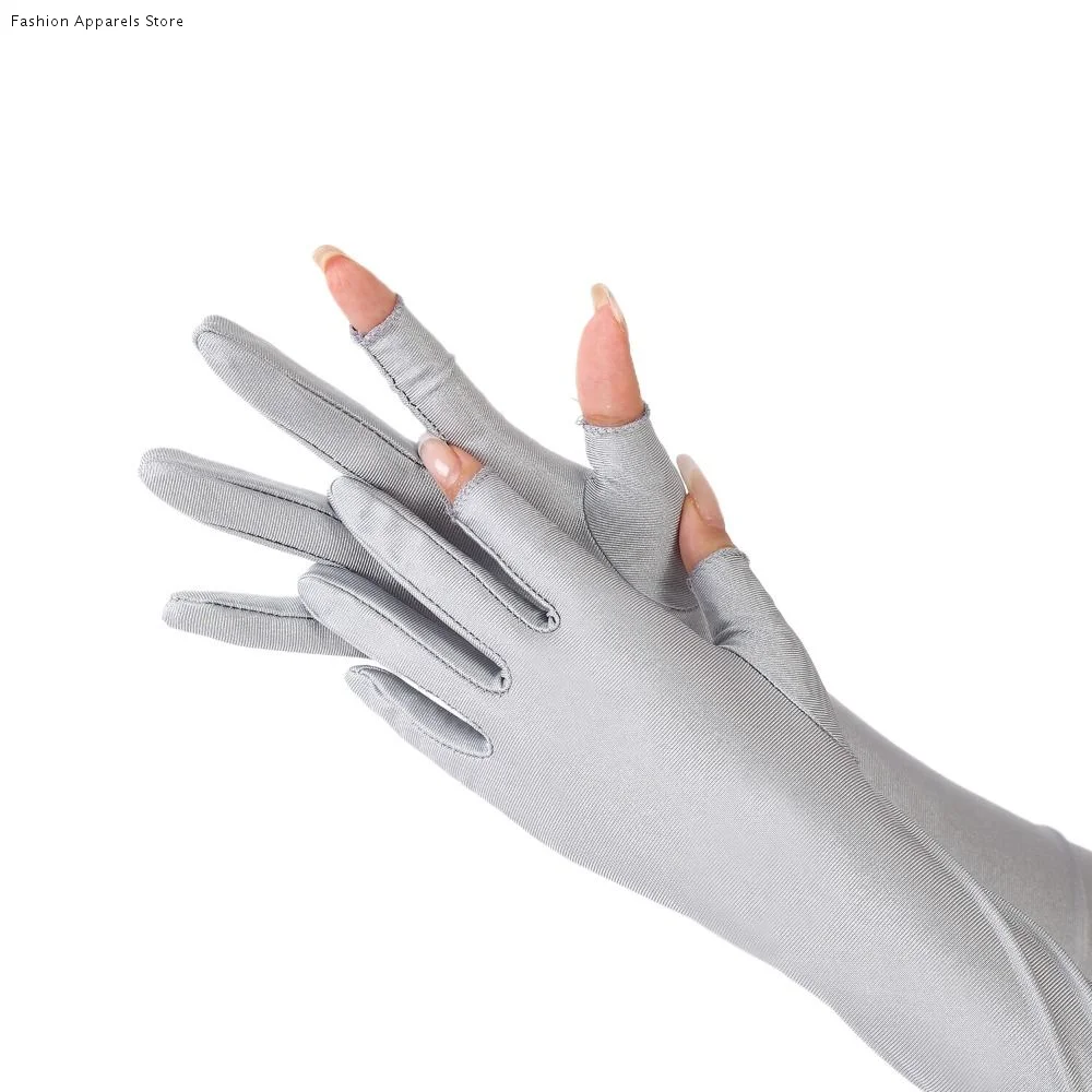 

Anti-UV Ice Silk Sleeves Gloves UV Insulation Long-sleeved Glove Sunscreen Sleeve Sun Protection Arm Covers Cycling Gloves Women