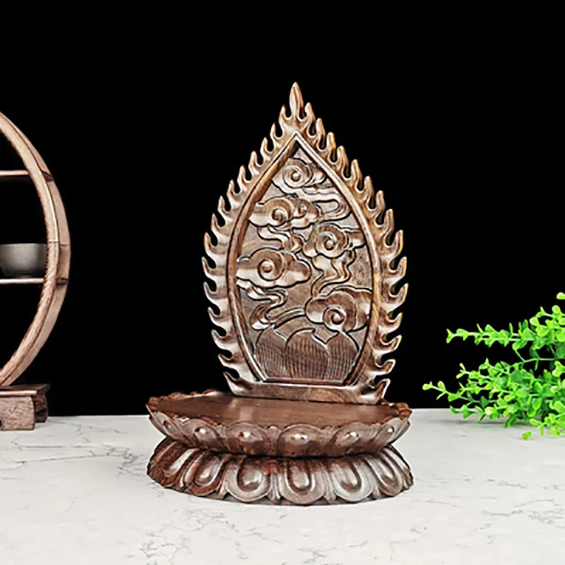 Rosewood Lotus Table with Screen, Buddha Statue Base, Bodhisattva offering Table, Oval Small Solid Wood, Lotus Seat