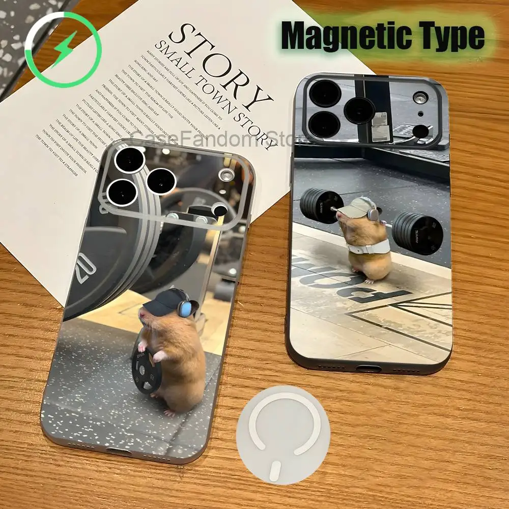 

Милый прозрачный белый чехол для телефона с магнитной беспроводной зарядкой и изображением хомяка для iPhone 17, 16, 15, 14, 13, 12, 11, Pro, Max, Plus