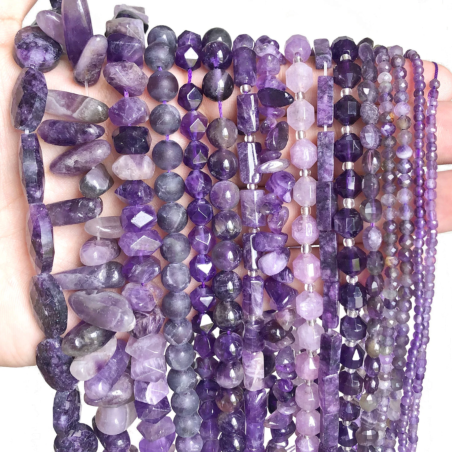 Natural Amethysts Purple Crystal Quartz Round Faceted Matte Irregular Gem Stone Beads For Jewelry Making Diy Bracelet Necklace