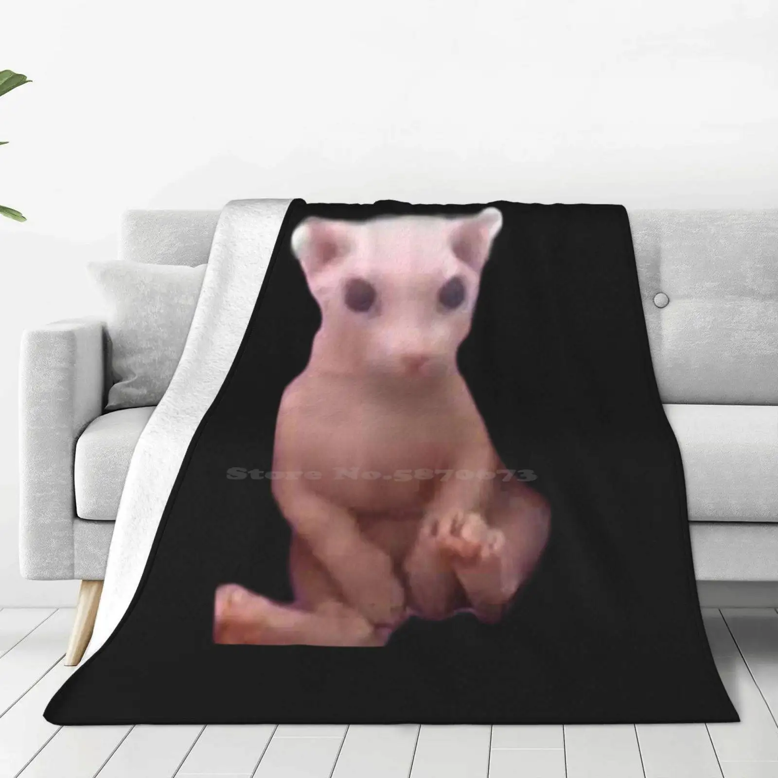 Bingus Creative Design Light Thin Soft Flannel Blanket Bingus Meme Hairless Cat Meme Funny Cat