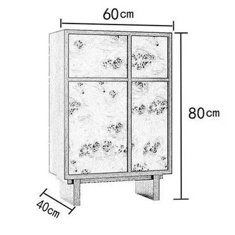 HYS medieval wood leather chest dining room side cabinet household bedroom storage cabinet retro drawer cabinet living room