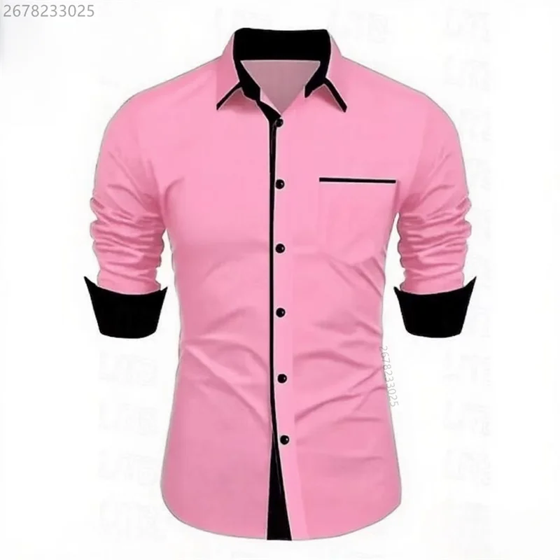 

High quality popular men's shirt button-down solid color shirt, business office men's long-sleeved shirt oversized 6XL