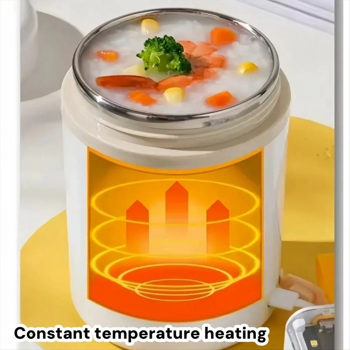 600ML USB Electric Heating Lunch Box Portable Picnic Milk Drink Food Heater Stainless Steel Food Warmer Container