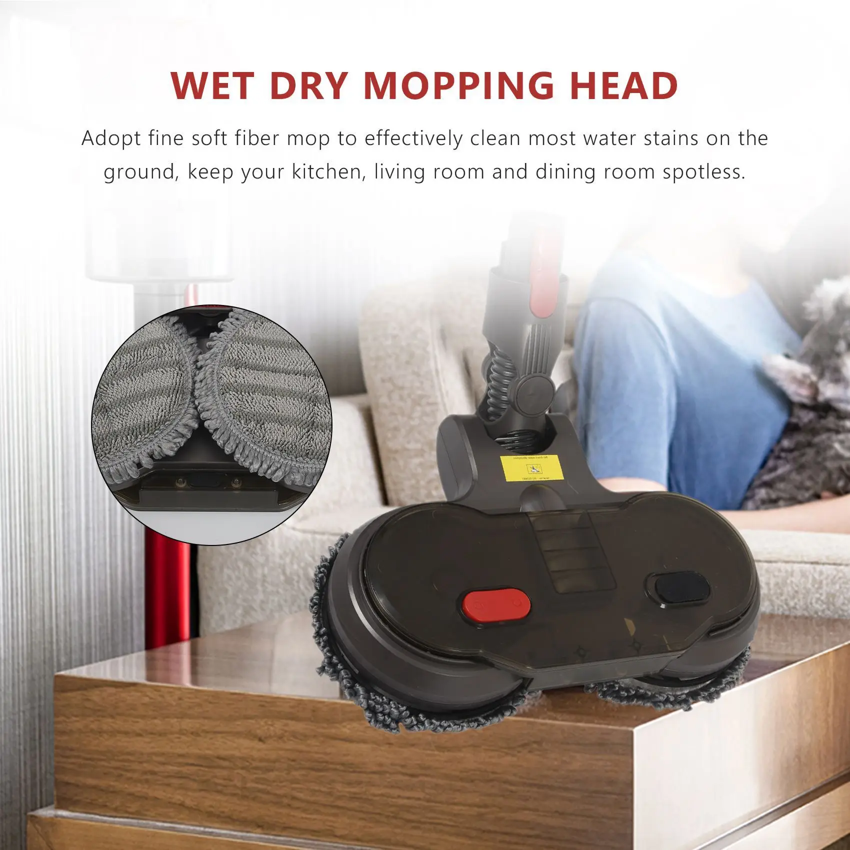 BAAO Electric Wet Dry Mopping Head for Dyson V7 V8 V10 V11, Vacuum Cleaner Accessories with Water Tank and 7 Mop Pads