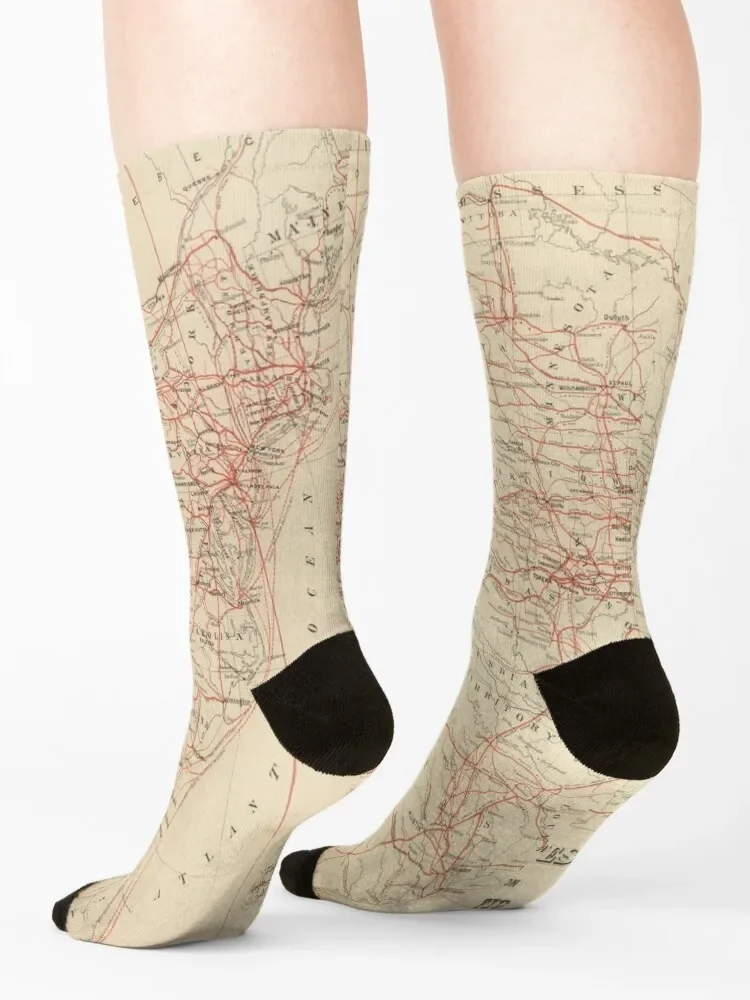 Old United States Railroad Map (1884) Vintage US Railway Atlas Socks loose cool Run Men's Socks Man Women's
