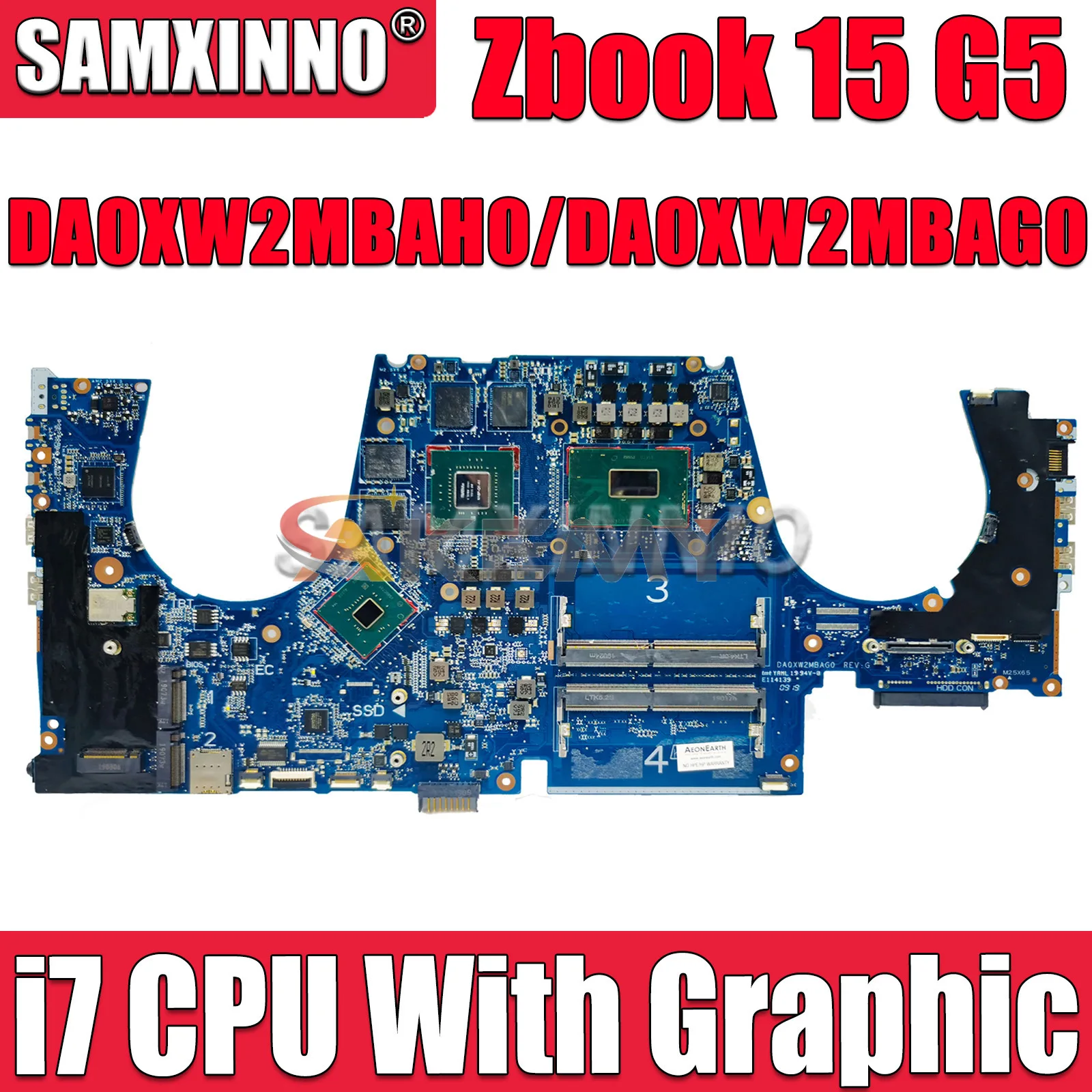 SAMXINNO dla płyty głównej HP ZBOOK 15 G5 DA0XW2MBAH0 DA0XW2MBAG0 z procesorem I7 Quadro P1000 L28701-601 L79169-601 L28694-601