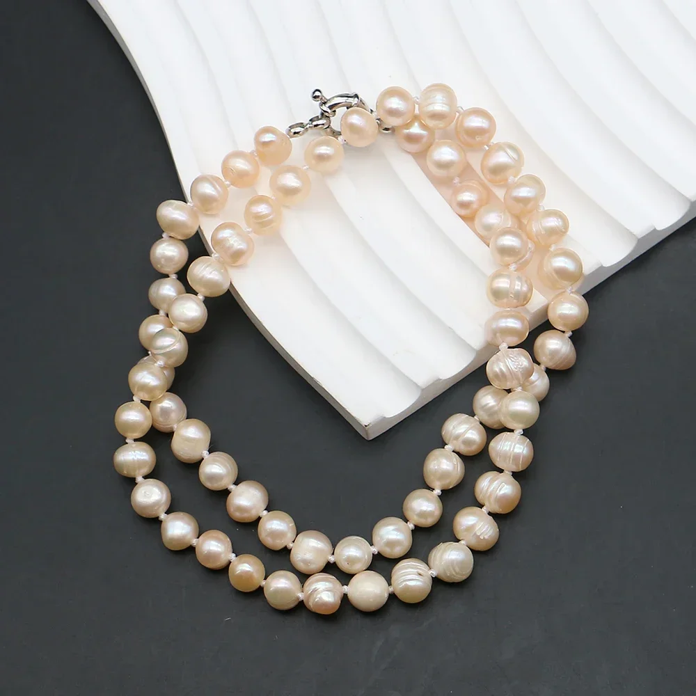 Natural Freshwater Colorful Baroque Textured Irregular Round Pearl Beads 7-8mm Straight-hole Necklace Jewelry Gift Accessory