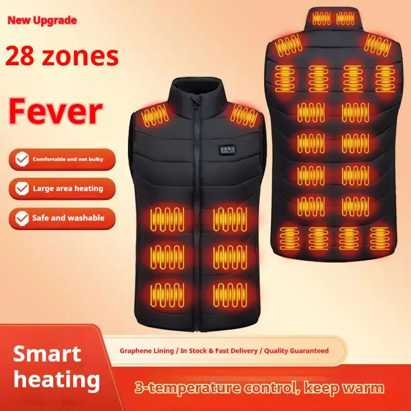 2025 Winter New Smart Heating Vest Four Control 28 Zones Electric Heating Warm Men's Women's Same Style Motorcycle Rider Vest