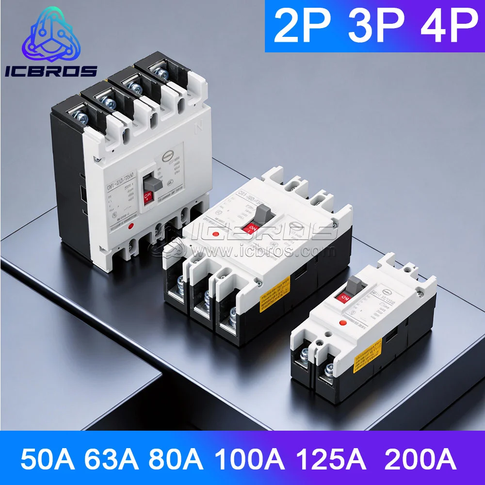 RMM1 2P 3P 4P Plastic Shell Circuit Breaker Air Switch 50A 63A 80A 100A 125A 160A 200A 225A 300A plastic case open circuit