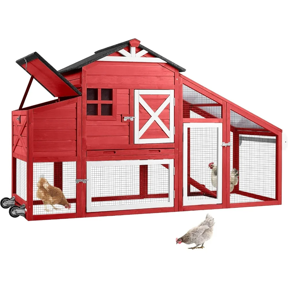 

Large Chicken Coop for Outdoor with Nest Box and Removable Tray, Hen House Waterproof for 2-6 Chickens, Outdoor Poultry Cage