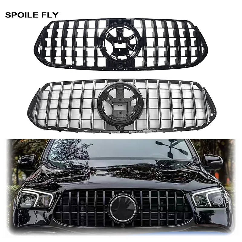 2019 To 2023 For Mercedes Benz GLE W167 GLE300 350 400 450 Sport GT Style High Quality ABS Bumper Racing Grill Grills Body Kit