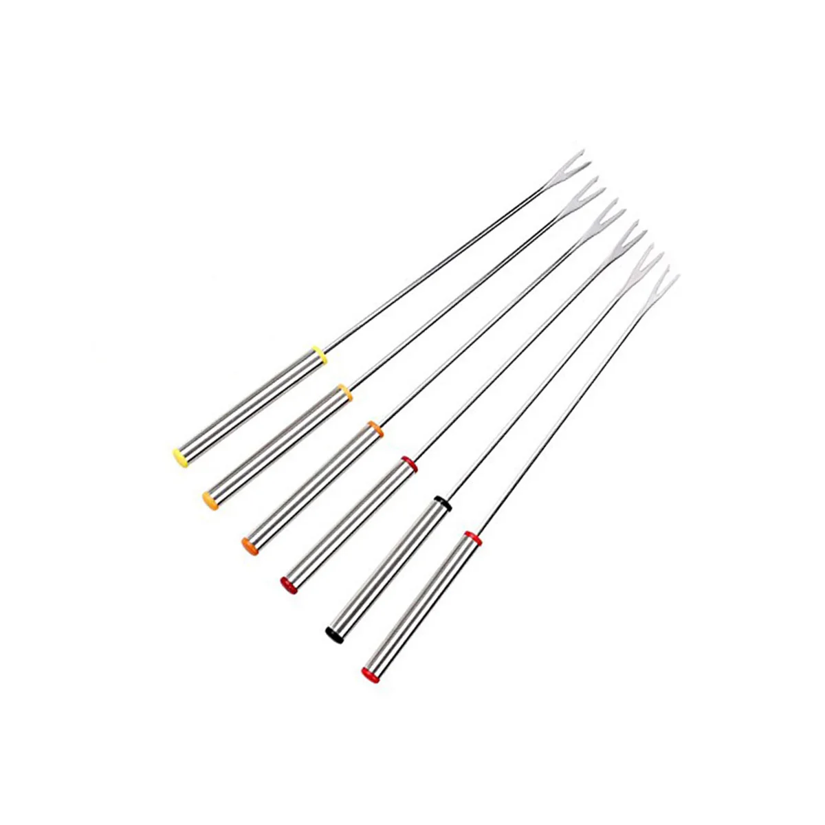 

6Pcs 24Cm Dessert Fork Stainless Steel Fondue Forks Long Handle for Cheese Chocolate Fondue Party Camping Picnic Heat Insulated
