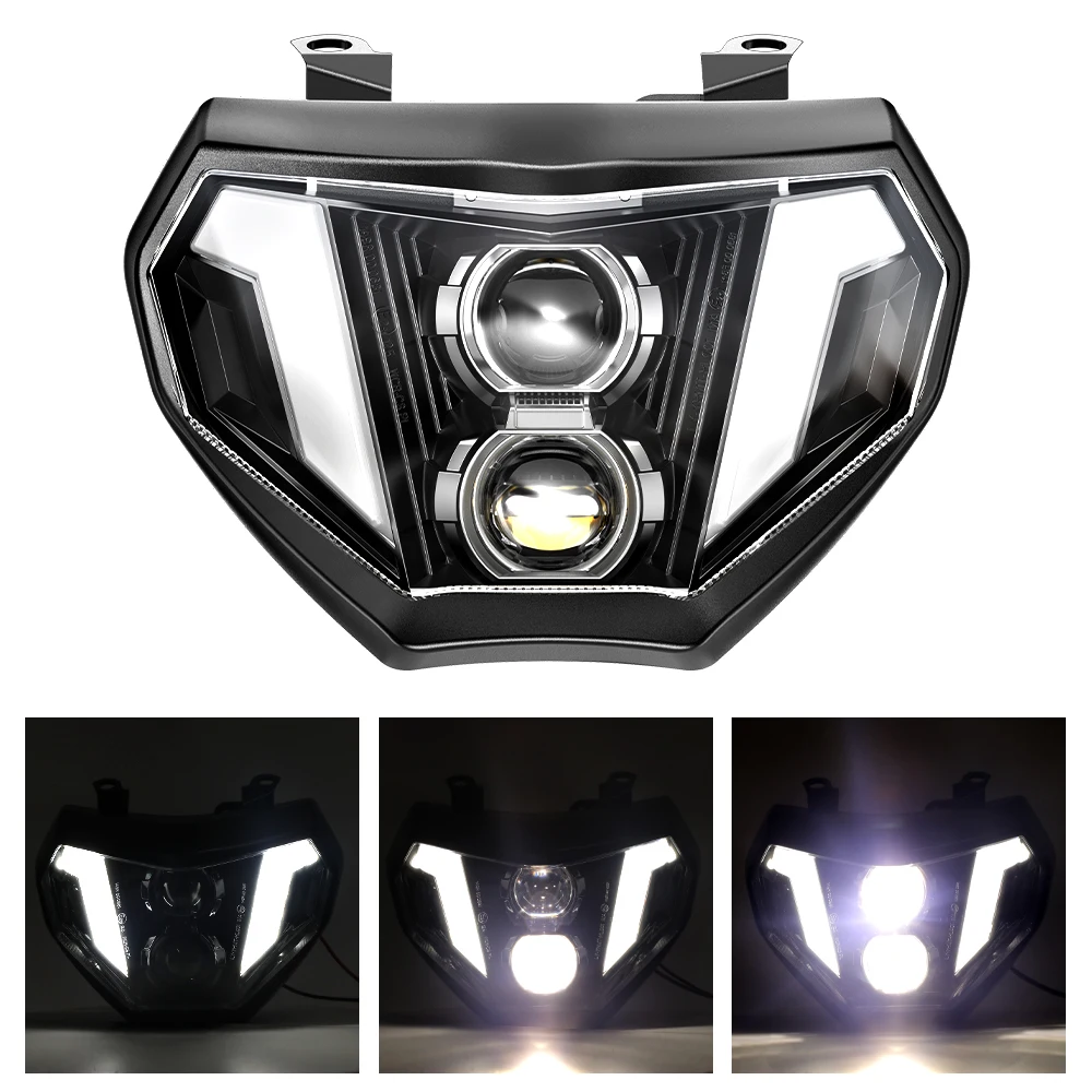 E-mark led conjunto de farol de motocicleta drl farol para yamaha mt07 mt09 fz09 2014 2015 2016 2019 luz à prova d'água