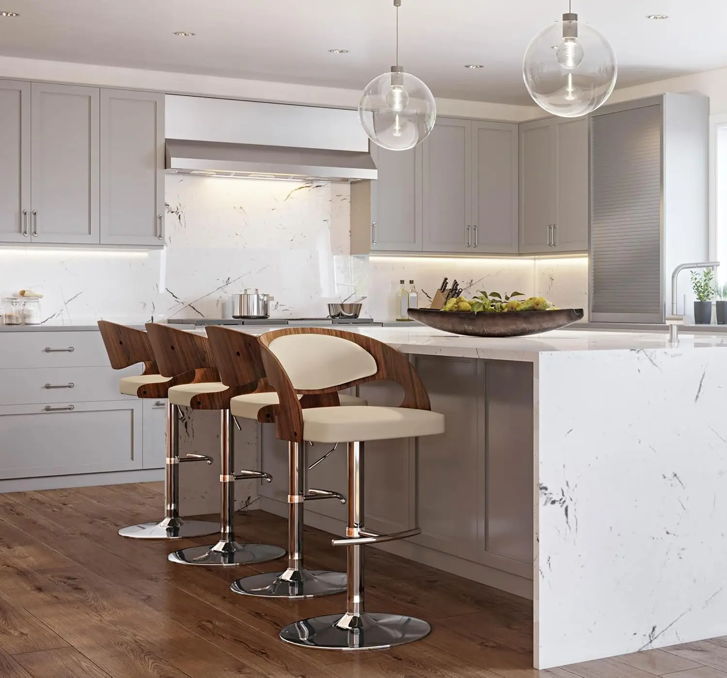Adjustable Swivel Bar Stools Set of 3, Chrome Metal Counter Height Barstools for Kitchen Island, Customized