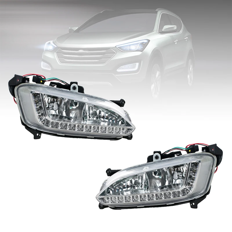 

Для Hyundai Santa Fe IX45 2013-2015 12 В светодиодные дневные ходовые огни водонепроницаемые противотуманные фары DRL в сборе