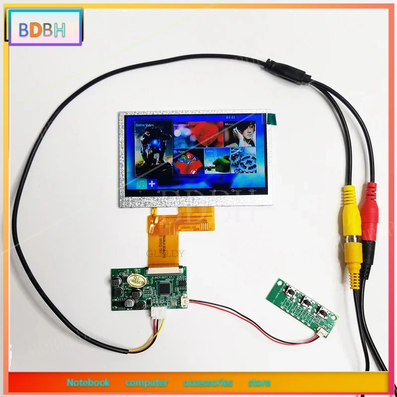 Módulo de Pantalla LCD TFT de 4.3 Pulgadas, Kit de Placa con Pantalla NTSC/PAL, RCA AV para Videoportero Industrial, Pantalla de Coche, CCTV, Modificación DIY