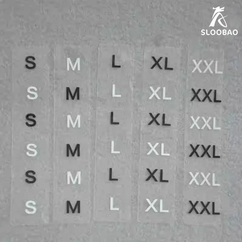

Clothing Size Label, Long Strips, Specialized for Foreign Trade, Universal for Stock, English Language, Alphabet S - 6XL