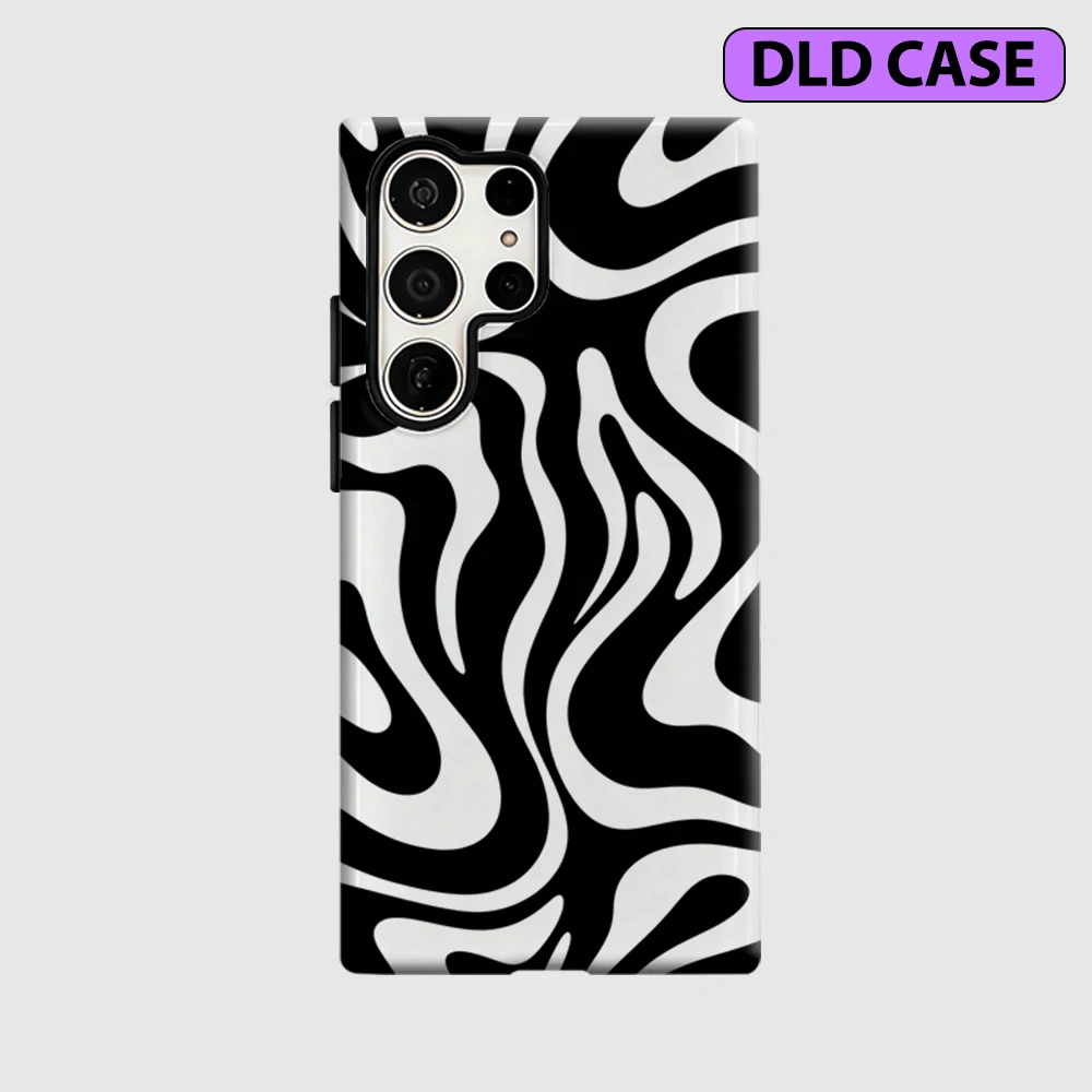 Stippled Hibiscus Phone Case for Samsung Galaxy S26 S25 Ultra S24 S23 Ultra Plus Shockproof Double Layer Tough Back Cover