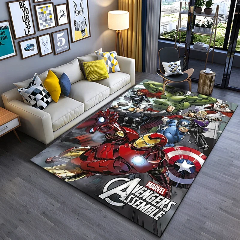 Tapis Marvel Avengers pour chambre à coucher et salon, Anime américain, Polymères de sol, Décoration d\'intérieur, Antidérapant, Cadeau