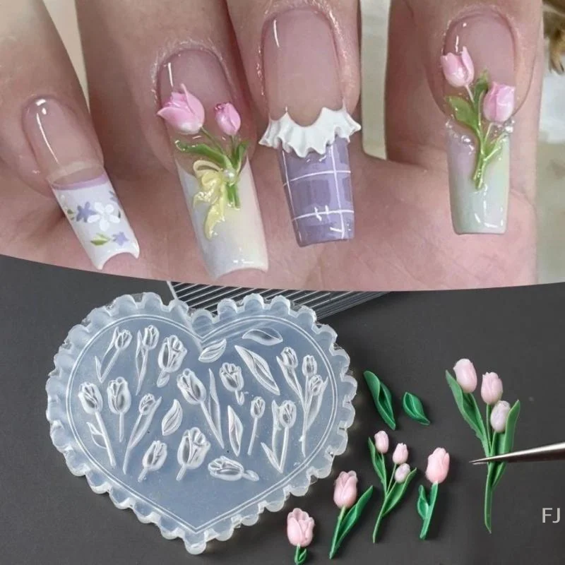 

[YU]1Pc Chain Ice Flower Butterfly 3D Acrylic Mold Nail Art Decorations DIY Design Silicone Nails Mold