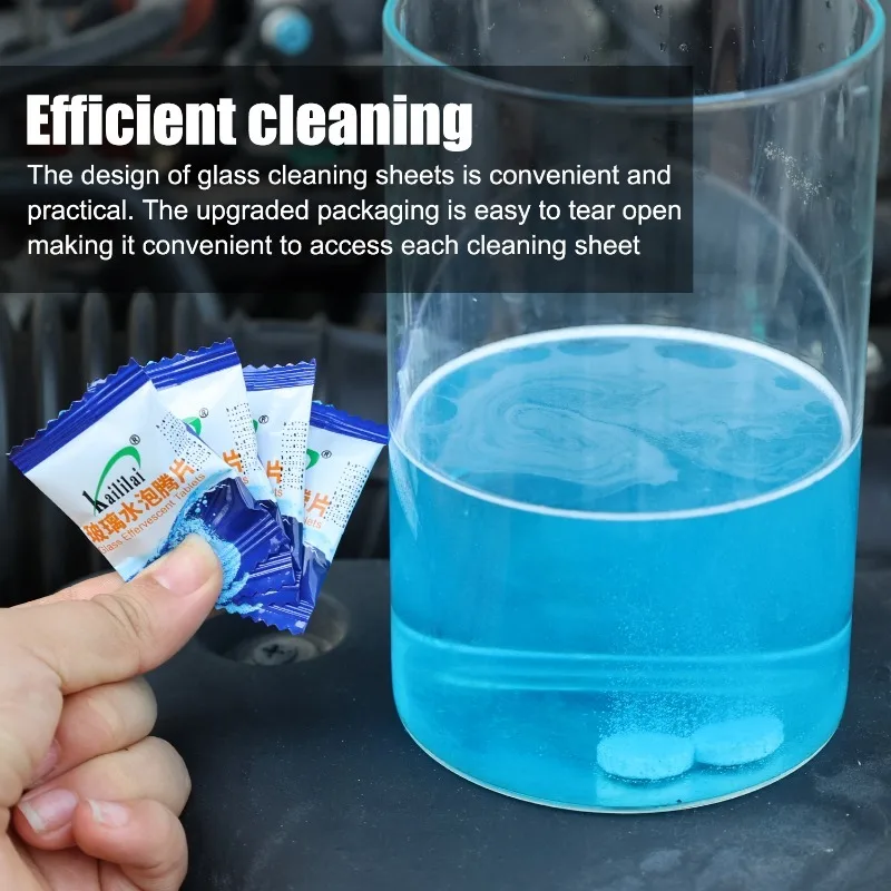 Automotive Effervescent Glass Cleaner Tablet Windshield Washer Fluid Solid Concentrate Safe Driving Clear View Dirt Remover Pack - Image 3