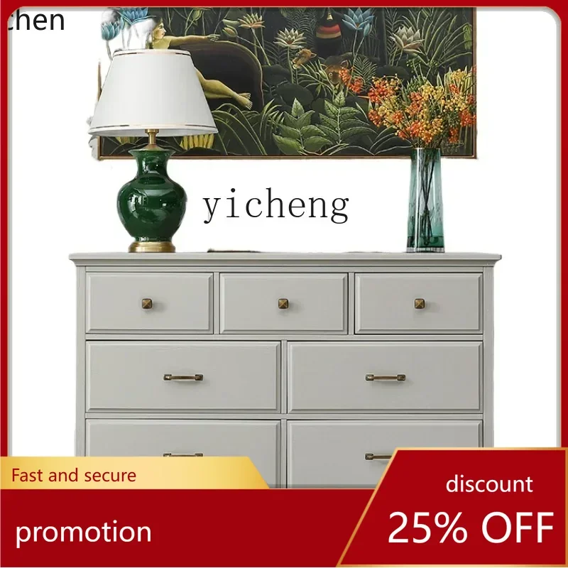 ZMLpure solid wood five-seven chest cabinet light luxury simple entrance cabinet multi-drawer bedroom storage storage cabinet