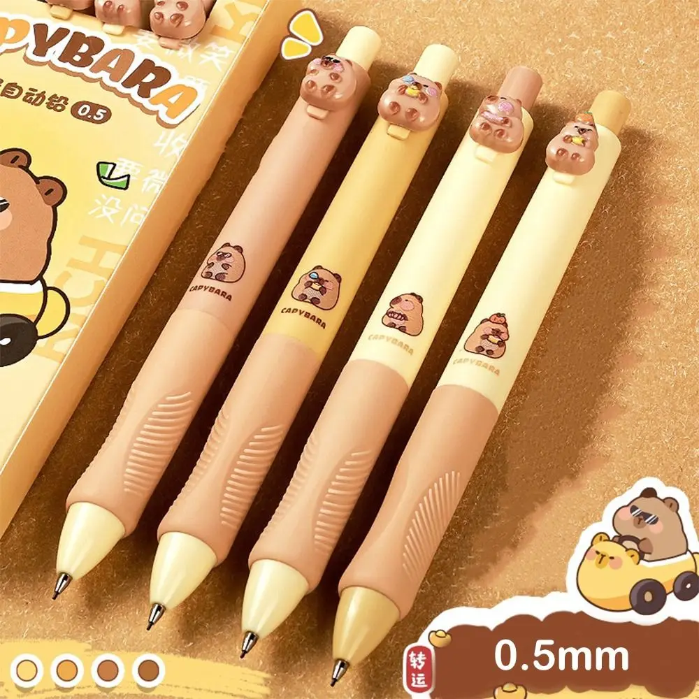 

4PCS Aesthetic Capybara Panda Mechanical Pencil Soft Grip Drawing 0.5mm Propelling Pencil Good Looking Writing Automatic Pencil