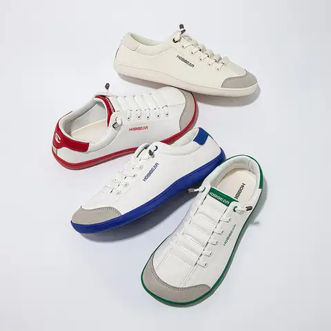 HOBIBEAR Zapatos descalzos con punta ancha para zapatillas de deporte unisex minimalistas de cuero artificial, zapatos ligeros y ajustables para caminar