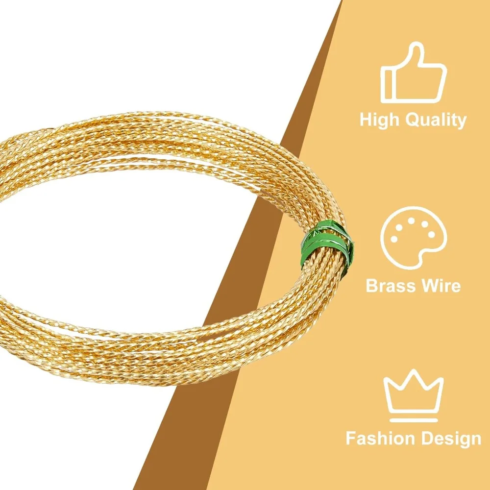 20FT 18 Gauge Golden Brass Jewelry Wire, 1mm Thick Round Craft Twist Wire for Beading Ring Making and Other Jewelry Crafts