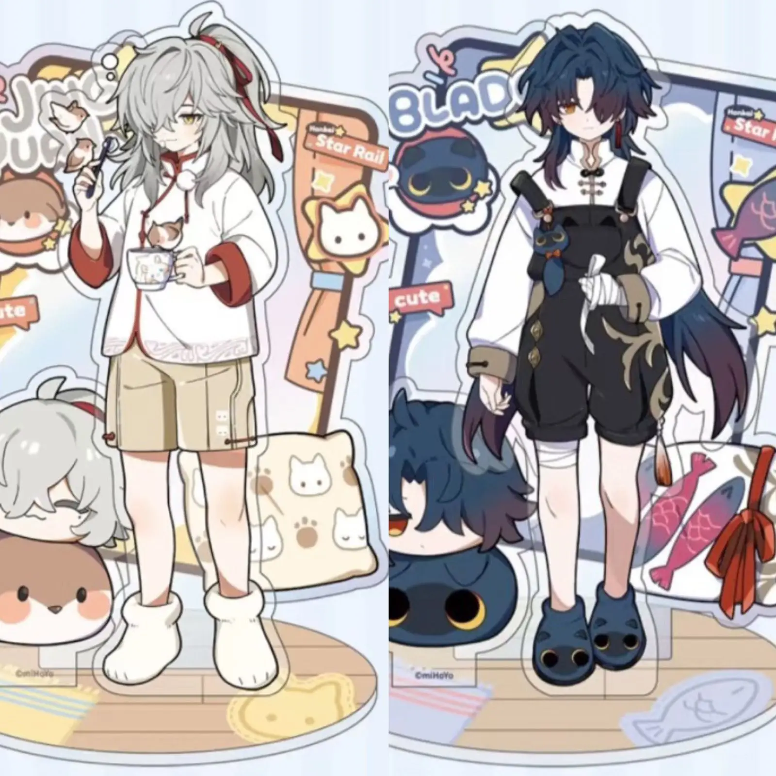 "مستوى مظهر عالي 'جينغيوان، رين' ديكور طاولة قائم من الأكريليك هدية قابلة للجمع للعبة "هونكاي: ستار ريل"