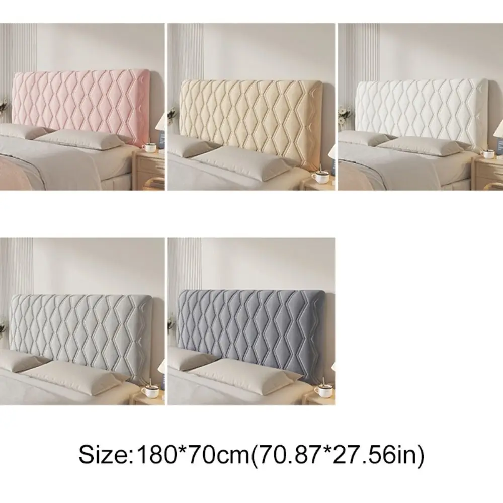 All-inclusive Velvet Headboard Cover Solid Color Rhombic Lattice Bed Head Cover Washable Warm Bed Head Dust Protector Bedroom