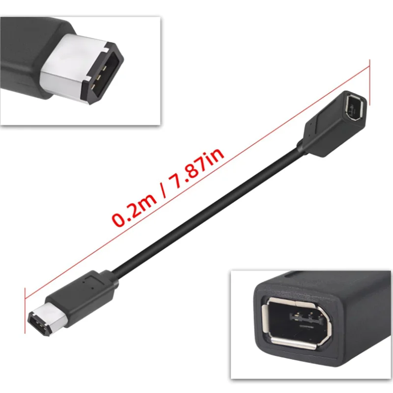 For Camcorder,Laptop,DV,Black IEEE 1394 Firewire 6Pin Male to 1394a 6Pin Female Extension Data Video Capture Card