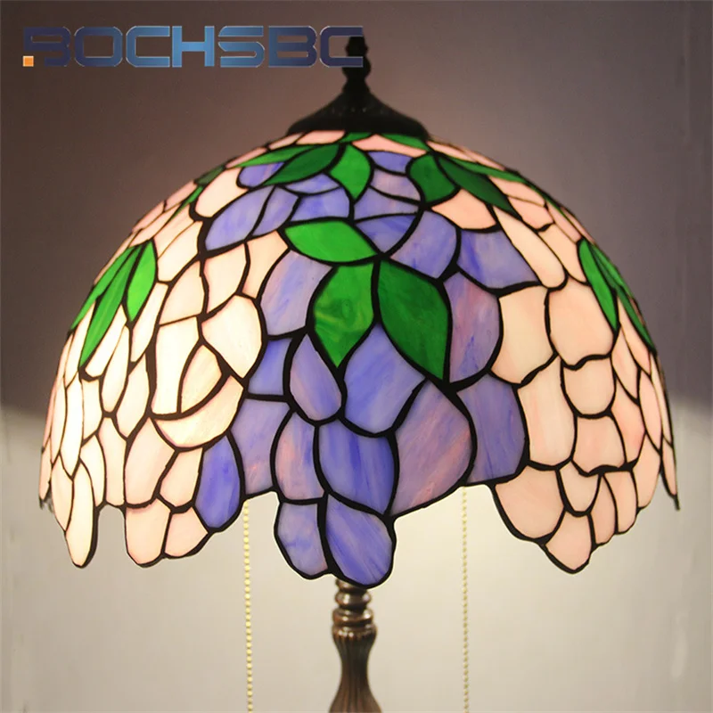 BOCHSBC Tiffany Glass Table Lamp American Modern style Wisteria lamp shade decor living room study bedroom lighting