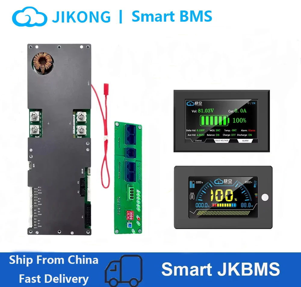 

JIKONG Интеллектуальный инвертор BMS 24 В 48 В 100A-200A 8S-16S Lifepo4/Li-ion/LTO Домашний накопитель энергии Активный балансир 1A 2A Smart Active BMS