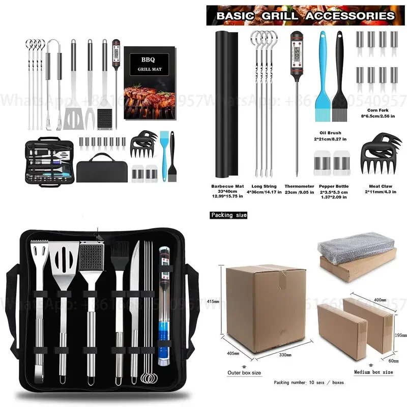 Barbecue Utensil Gifts 25pcs Complete Stainless Steel Grill Accessories Kit BBQ Grillling Tools Set for Smoker Camping