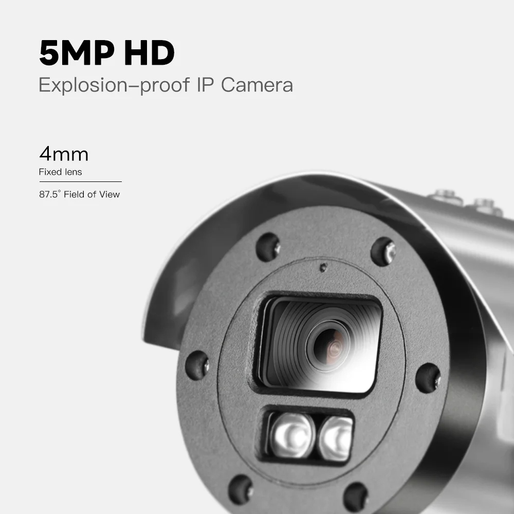 C 5MP SONY مقاوم للانفجار POE، مراقبة عالية الدقة، مقاوم للغبار ومقاوم للماء، للبيئات الخطرة، رؤية ليلية بالأشعة تحت الحمراء، أمان