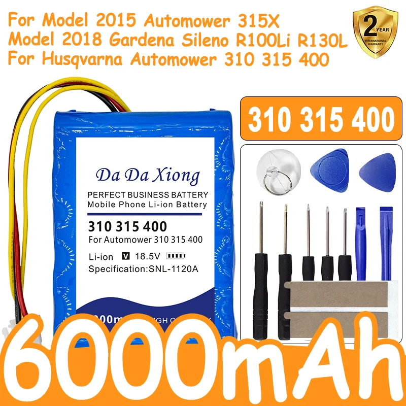 

Новый аккумулятор емкостью 6000 мАч для модели 2015 Automower 315X Модель 2018 Gardena Sileno R100Li R130L для Husqvarna Automower 310 315 400