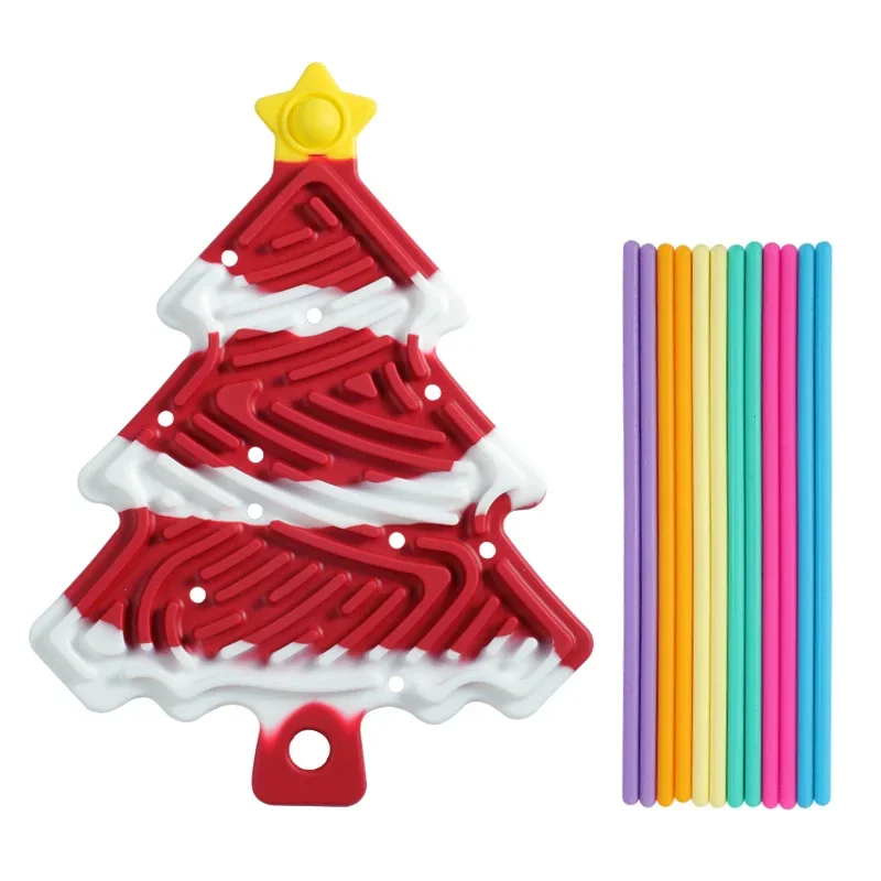 

Kid New Sensory Fidget Toy Silicone 3D Shape Jigsaw Puzzle Fine Motor Toy Portable Christmas Activity Design Busy Board Set Tree