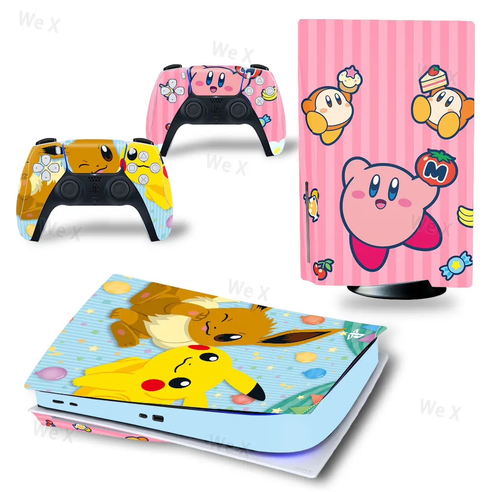 Pokemon Pikachu PS5 Disc Edition Skin Sticker Decal For PlayStation 5 Console and 2 Controllers PS5 Disc Skin Sticker Vinyl