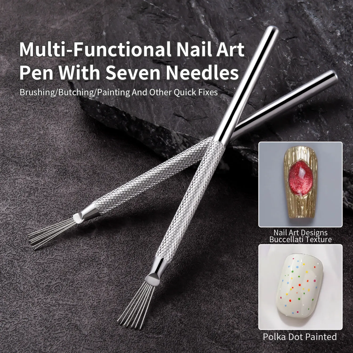 Nail Art Wire Drawing Tool Multifunctional Seven-pin Pen Texture Brush Tools DIY Nail Brush Bendable Feather Pin Painting Lines