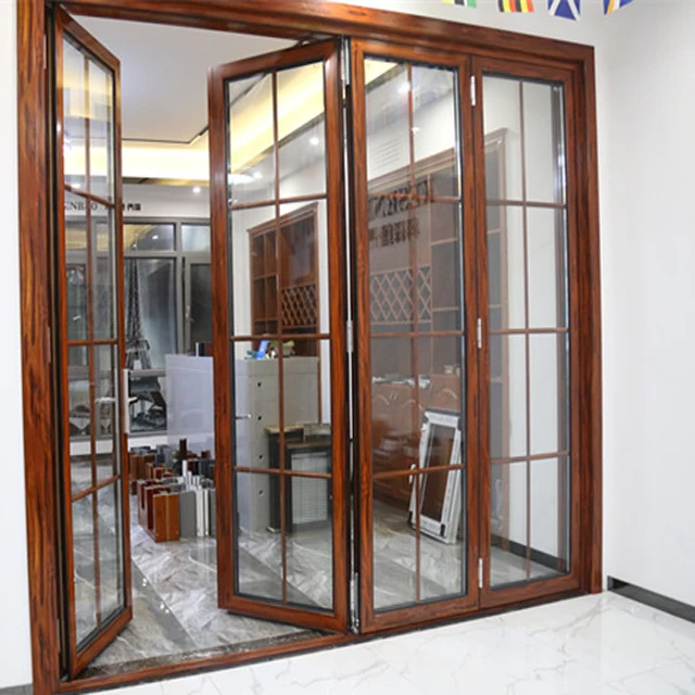 Aluminum Folding Door With High Quality Double Glass Design