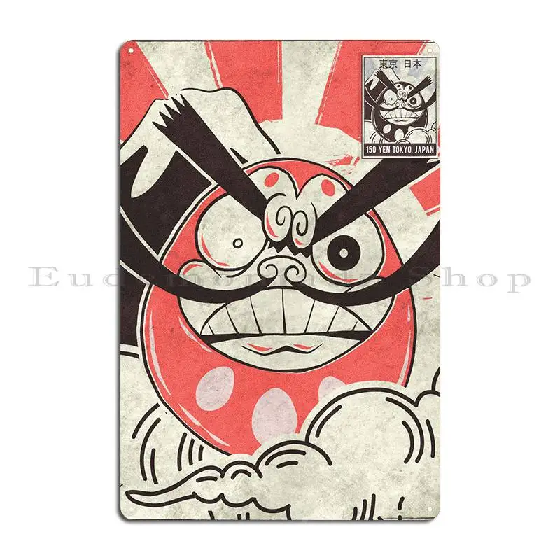 Daruma Doll Postage Stamp Metal Sign Poster Bar Club Home Designer Wall Pub Tin Sign Poster