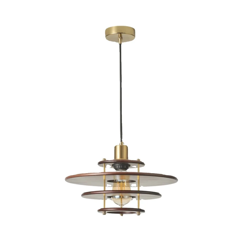 

Medieval solid wood flying saucer restaurant light PH5 chandelier walnut color retro bar table B & B tea room lamp