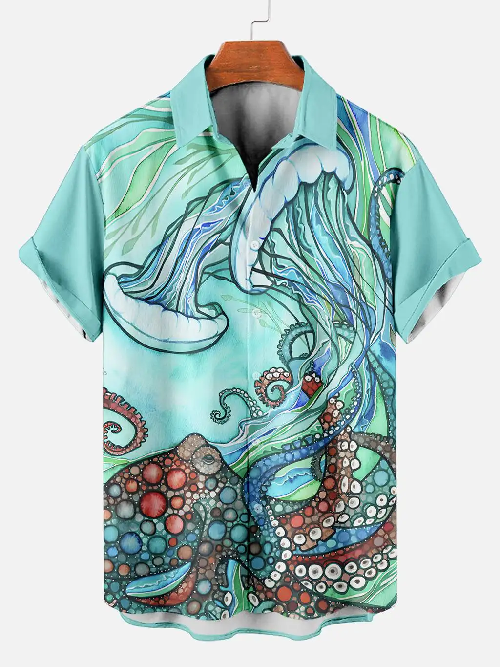 Funny Octopus 3D Printed Shirts Casual Hawaiian Beach Shirt Oversized Summer Male Short Sleeve Elegant Animal Pattern Clothing