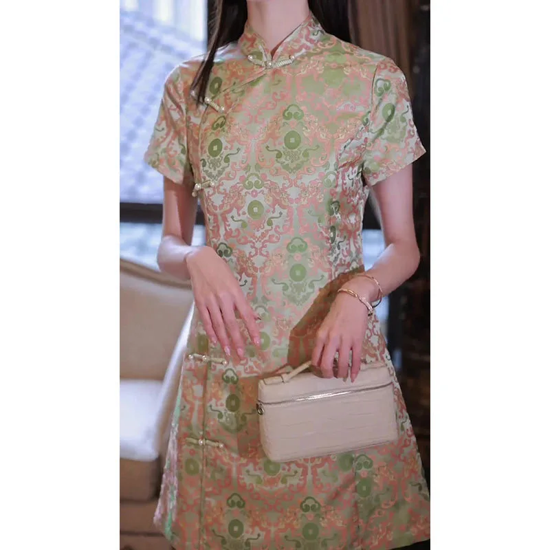 Short Sleeve 2024 New Young Lady Cheongsam Qipao