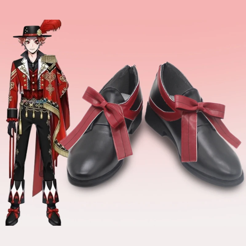 

Game Twisted Wonderland ACE Cosplay Dark Red Ribbon Bow Playful land Halloween Customize Shoes