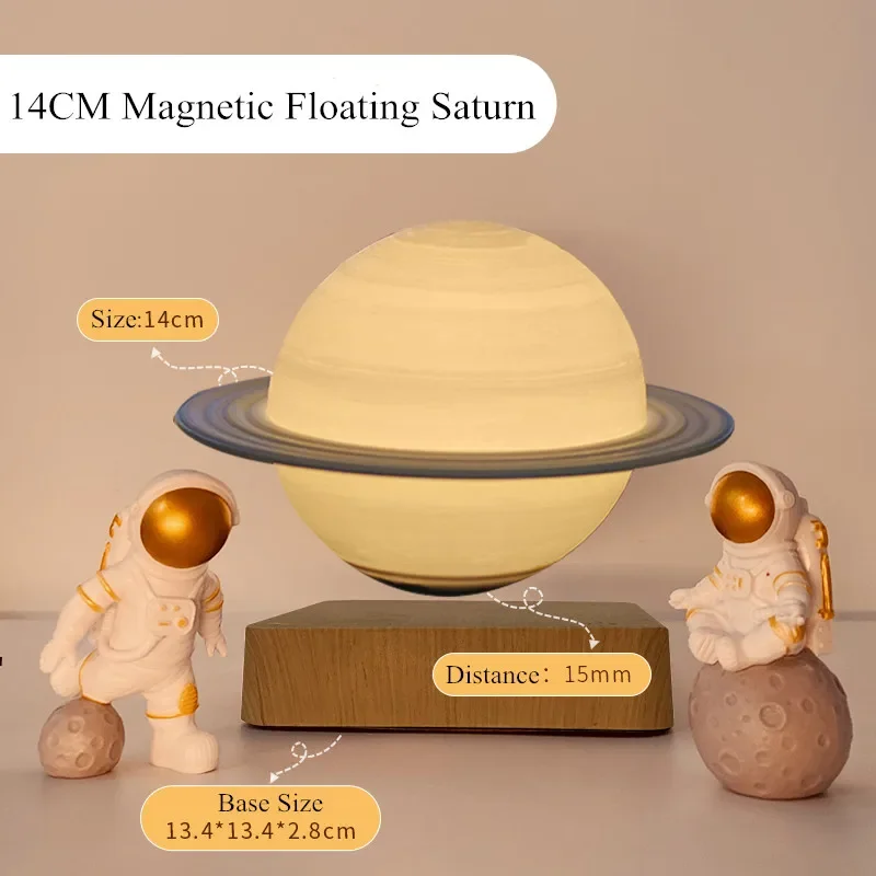 

3D Magnetic Levitating Saturn Lamp Night Light 3 Colors Rotating Wireless LED Floating Lamp For Beedroom Novelty Gifts Christmas