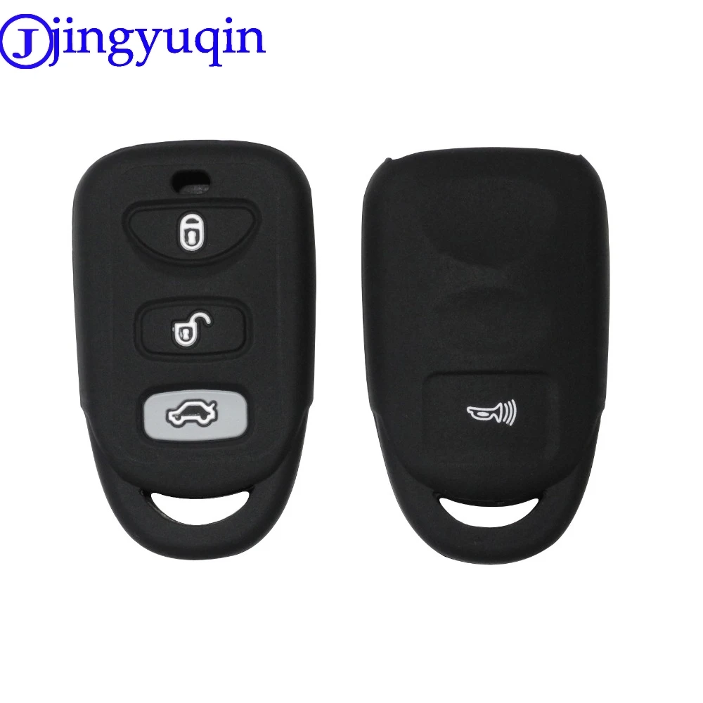 Jingyuqin New Remote Silicone Cover For HYUNDAI KIA Tuscon Elantra Rio Sportage Rondo Accent Smart 4 Buttons Case Fob 4B